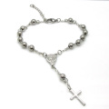 Benutzerdefinierte Gold Bead Kette Kruzifix Schmuck Jesus Kreuz katholischen Rosenkranz Armband